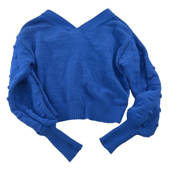 Moon & Madison Blue Button-Up Cropped Cardigan Sweater Size Small‎ - Picture 3 of 5